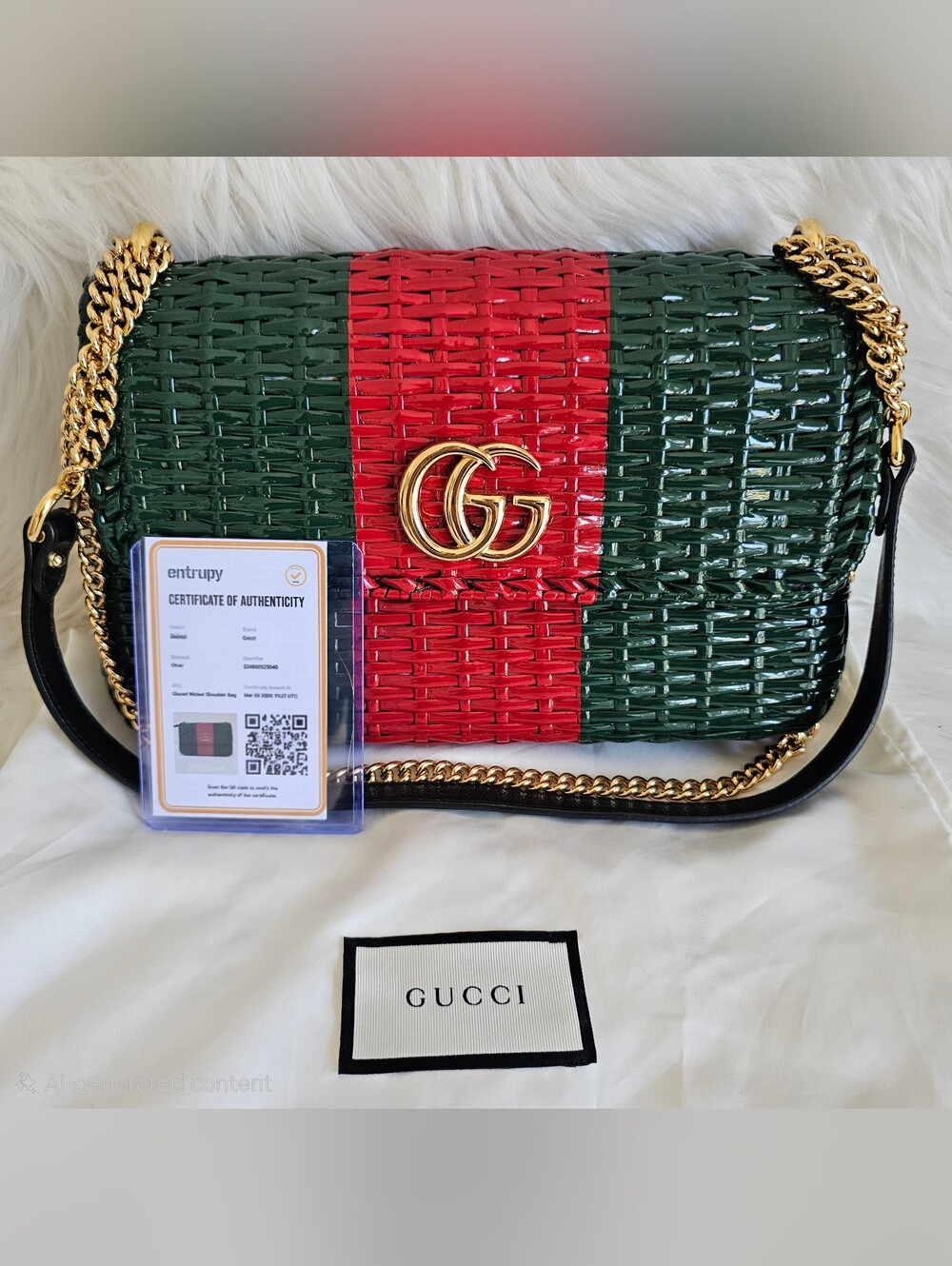 ♥️ 💚 Gucci Marmont Wicker Flap Bag 💚♥️ - Picture 10 of 11